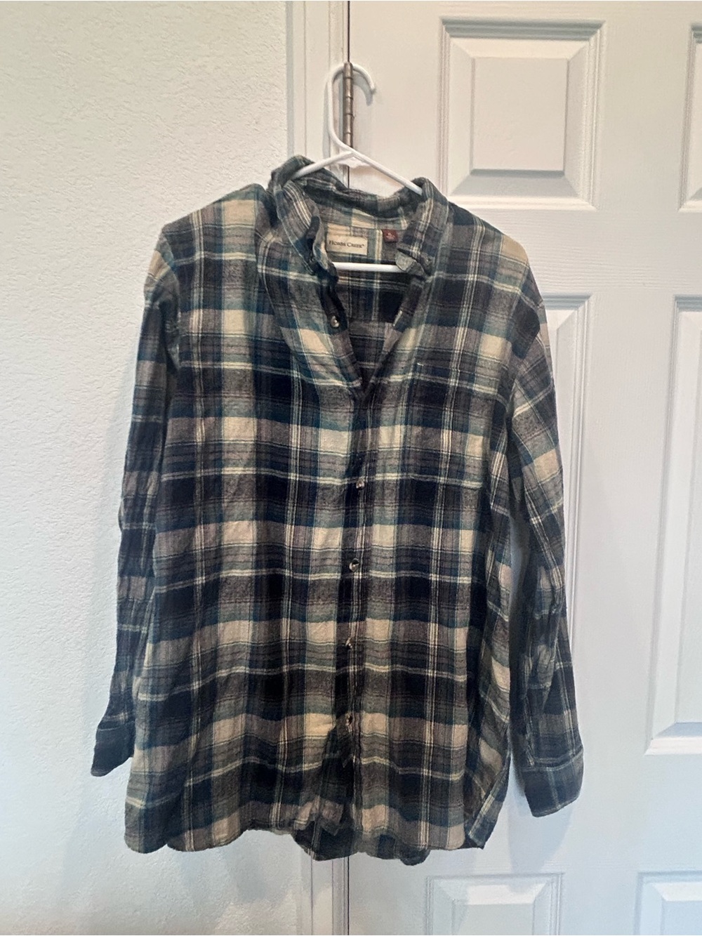 Men's Casual Plaid Button-Down Shirt - Blue & Cream